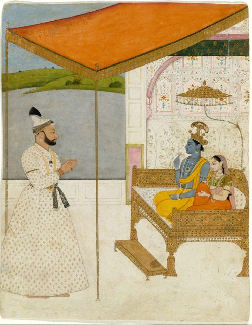 Raja Balwant Singh’s Vision of Krishna and Radha, Attributed to Nainsukh