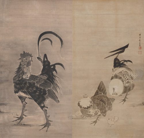 Roosters, Hen, and Chicks, Itō Jakuchū
