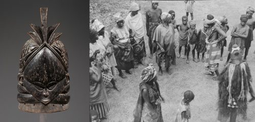 Sowei helmet mask of the Sande society, Mende carver