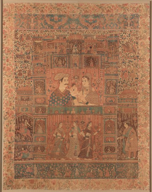 Kalamkari Hanging with Figures in an Architectural Setting, Deccani dyers and painters