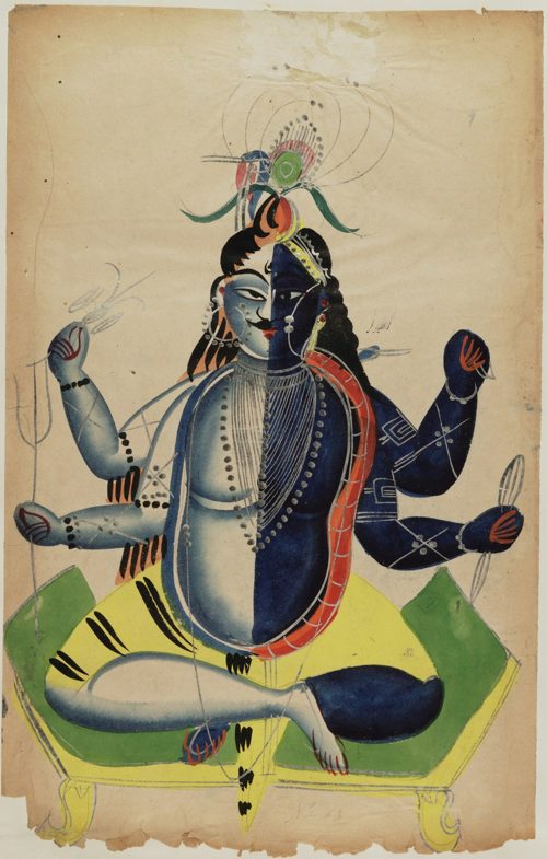 Harihara, half Shiva and half Vishnu, Kalighat painter