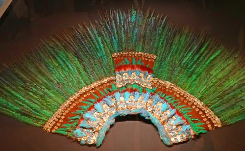 Quetzal feather headdress, known as Moctezuma's headdress, Mexica feather workers (amanteca)