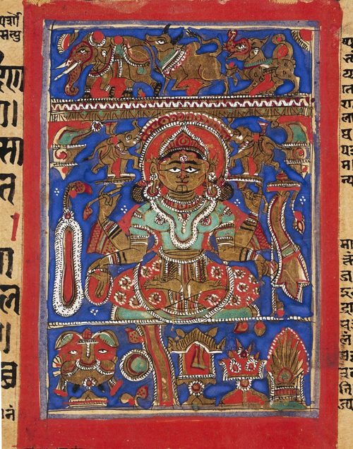 The Kalpasutra, the fourteen dreams of Queen Trishala, Western Indian Jain scribe and painter