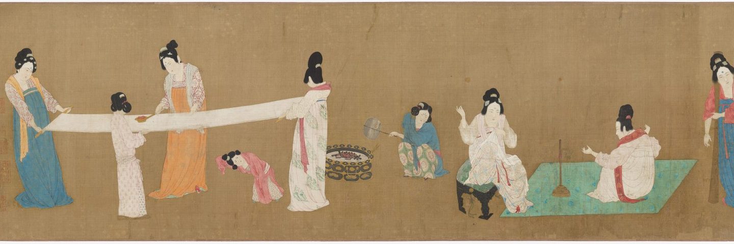 Court Ladies Preparing Newly Woven Silk, Attributed to Emperor Huizong, after Zhang Xuan