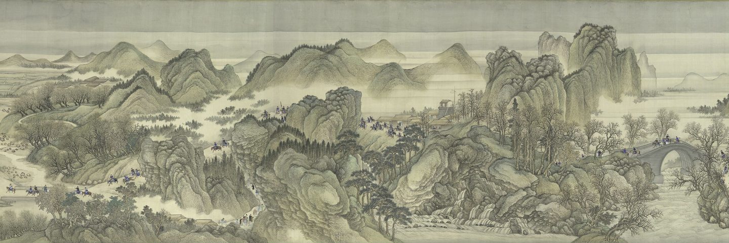 The Kangxi Emperor's Southern Inspection Tour, Scroll Three: Ji'nan to Mount Tai, Wang Hui and assistants